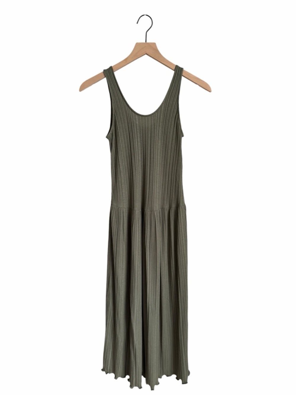 Everlane The Rib Soft Knit Scoop Neck Dress Olive Green Size XS - Picture 3 of 11